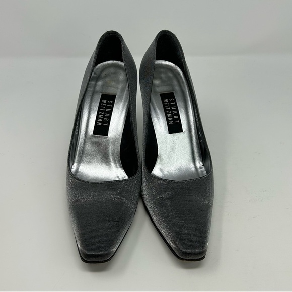 Stuart Weitzman Silver Slate Gray Shimmer Glitter Evening High Heels Size 8.5 C - Picture 4 of 13